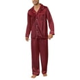 thumbnail image 1 of U2SKIIN Mens Silk Pajamas Set, Long Sleeve Satin Pajamas for Men Sleepwear Button Down Pjs Set Two-piece（Burgundy, Medium）, 1 of 5