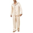 thumbnail image 1 of U2SKIIN Mens Silk Pajamas Set, Long Sleeve Satin Pajamas for Men Sleepwear Button Down Pjs Set Two-piece（Champagne, Small）, 1 of 4
