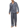 thumbnail image 1 of U2SKIIN Mens Silk Pajamas Set, Long Sleeve Satin Pajamas for Men Sleepwear Button Down Pjs Set Two-piece（Dark Grey, Medium）, 1 of 1