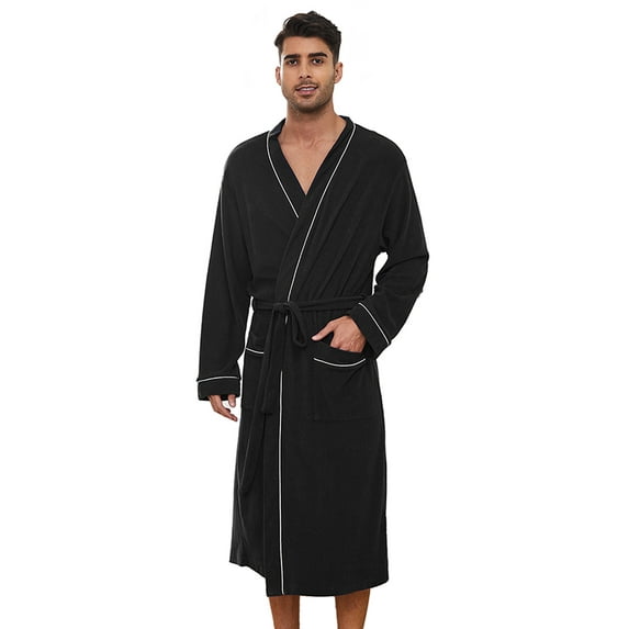 U2SKIIN Mens Terry Cloth Robe, 100% Cotton Soft Spa Bathrobes for Men(Black, S/M)