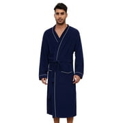 U2SKIIN Mens Terry Cloth Robe, 100% Cotton Soft Spa Bathrobes for Men(Navy, L/XL)