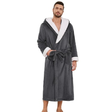 U2SKIIN Mens Ultra Soft Plush Bathrobe with Hood, Warm Fleece Robe with Pockets Spa Robes for Men Cozy Fluffy Fuzzy(Dark Grey, L/XL)