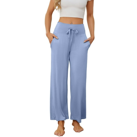 U2SKIIN Pajama Pants for Women, Soft High Waisted Drawstring Sleepwear Lightweight Pj Bottoms,(Light Blue,2XL)