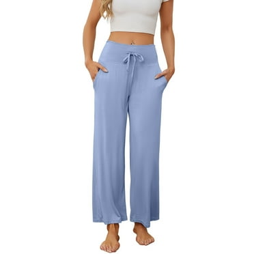 U2SKIIN Pajama Pants for Women, Soft High Waisted Drawstring Sleepwear Lightweight Pj Bottoms,(Light Blue,M)