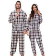 thumbnail image 1 of U2SKIIN Pajamas for Men Onesie, Zipper Matching Jumpsuit for Couples Ultra Soft Plaid Hooded Pjs Set,(Green White Plaid,2XL), 1 of 5