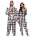 thumbnail image 1 of U2SKIIN Pajamas for Women Onesie, Zipper Matching Jumpsuit for Couples Ultra Soft Plaid Hooded Pjs Set,(Green White Plaid,M), 1 of 5
