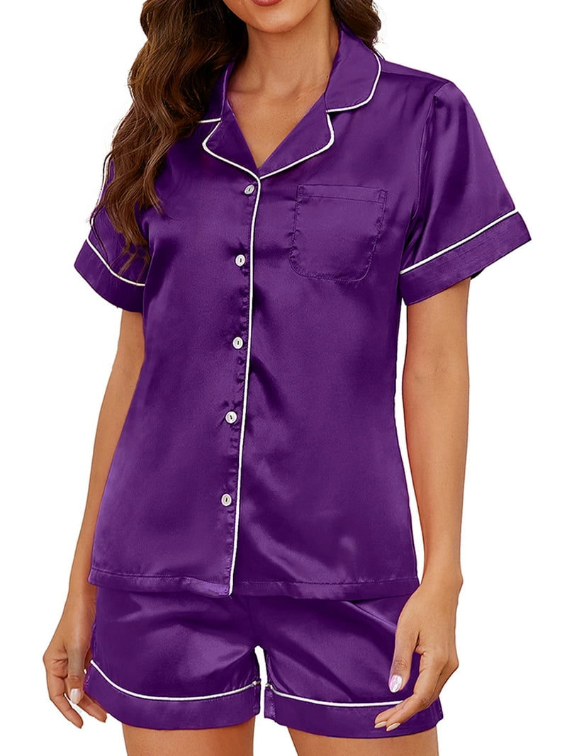 U2SKIIN Silk Pajamas for Women Shorts Set, Short Sleeve Women