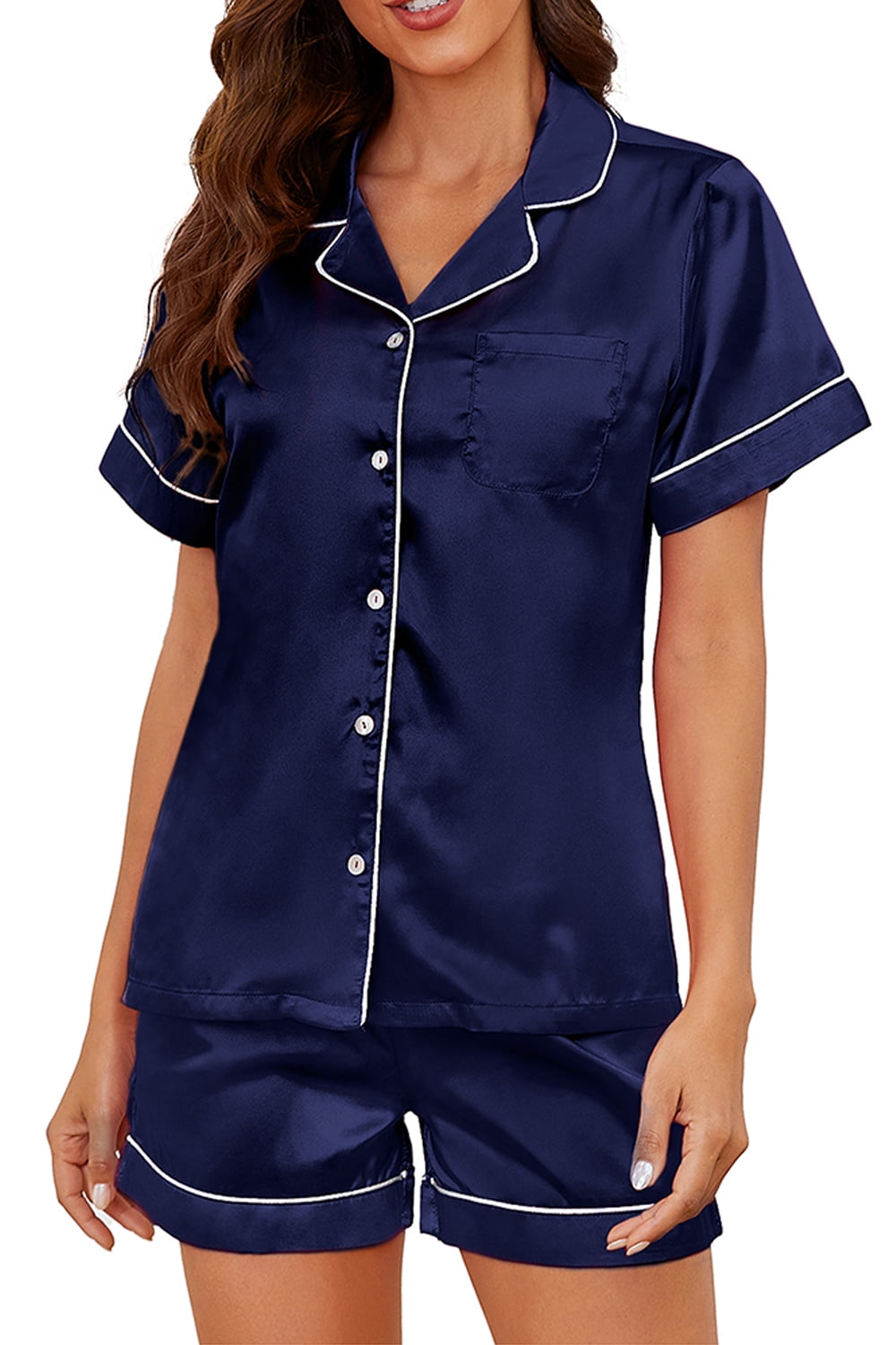 U2SKIIN Silk Pajamas for Women Shorts Set, Short Sleeve