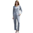 thumbnail image 1 of U2SKIIN Women Button up Pajama Set, Lightweight Long Sleeve Soft Sleepwear Pjs Set, (Light Grey Mel.S), 1 of 5