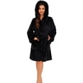 thumbnail image 1 of U2SKIIN Women Fleece Hooded Robe, Short Plush Bathrobe Warm Fluffy Cute Spa Robe,(Black,2XL-3XL), 1 of 4