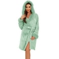 thumbnail image 1 of U2SKIIN Women Fleece Hooded Robe, Short Plush Bathrobe Warm Fluffy Cute Spa Robe,(Light Green,L-XL), 1 of 4