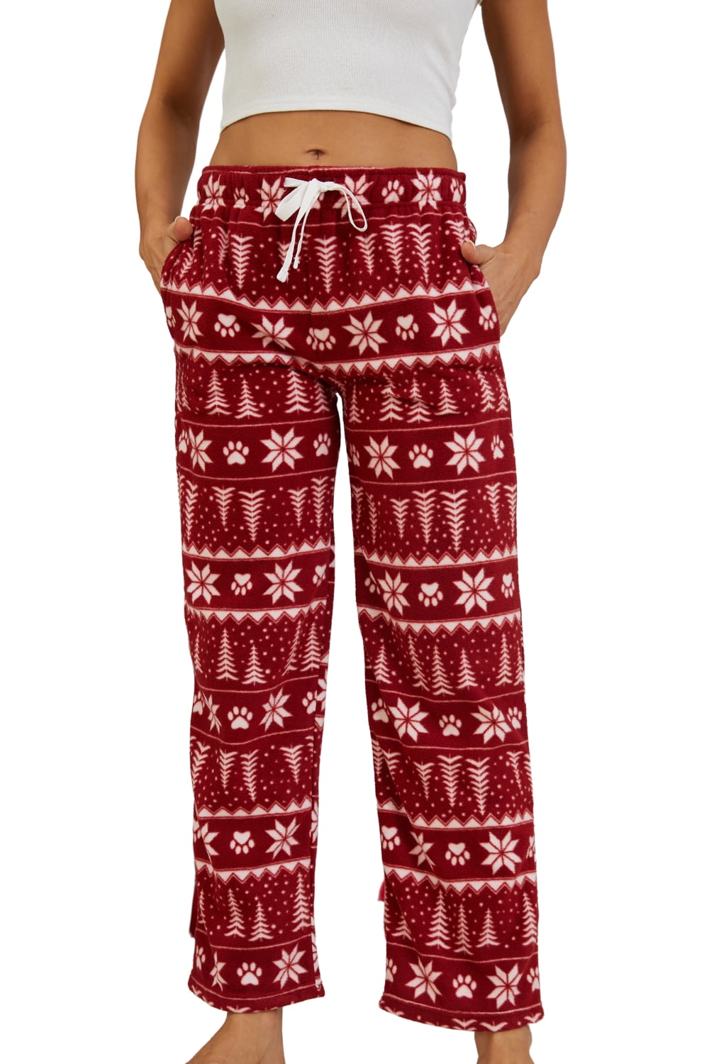 U2SKIIN Women Fleece Pajama Pants, Comfy Plaid PJ Bottoms For Women with Pockets Soft Warm（Dark