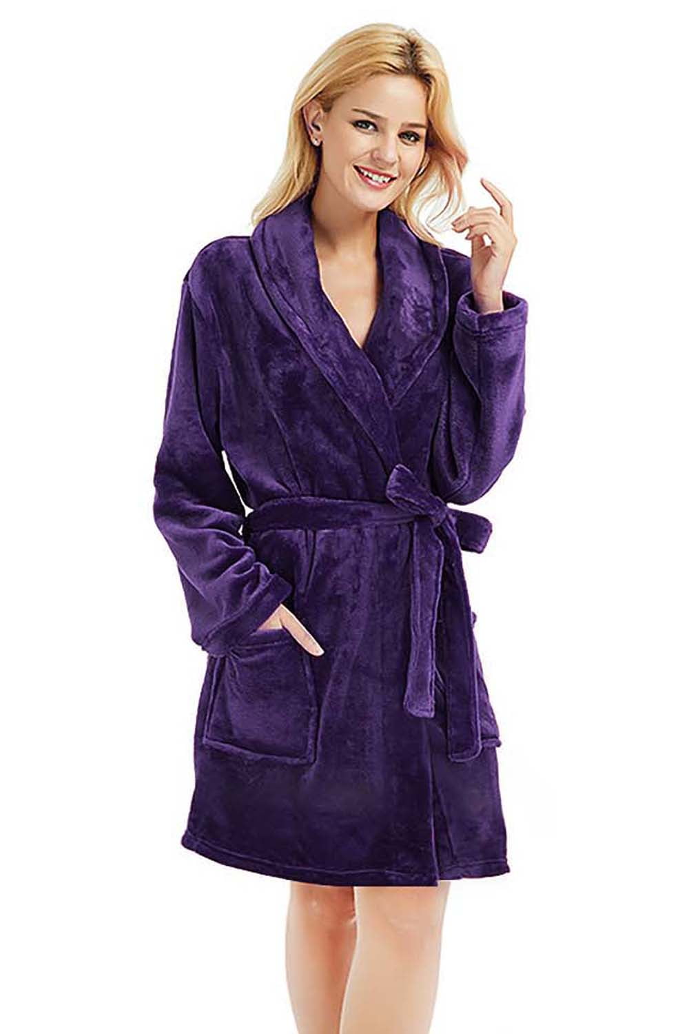 U2SKIIN Women Fleece Robe, Short Cozy Plush Robes for Womens Soft Shawl ...