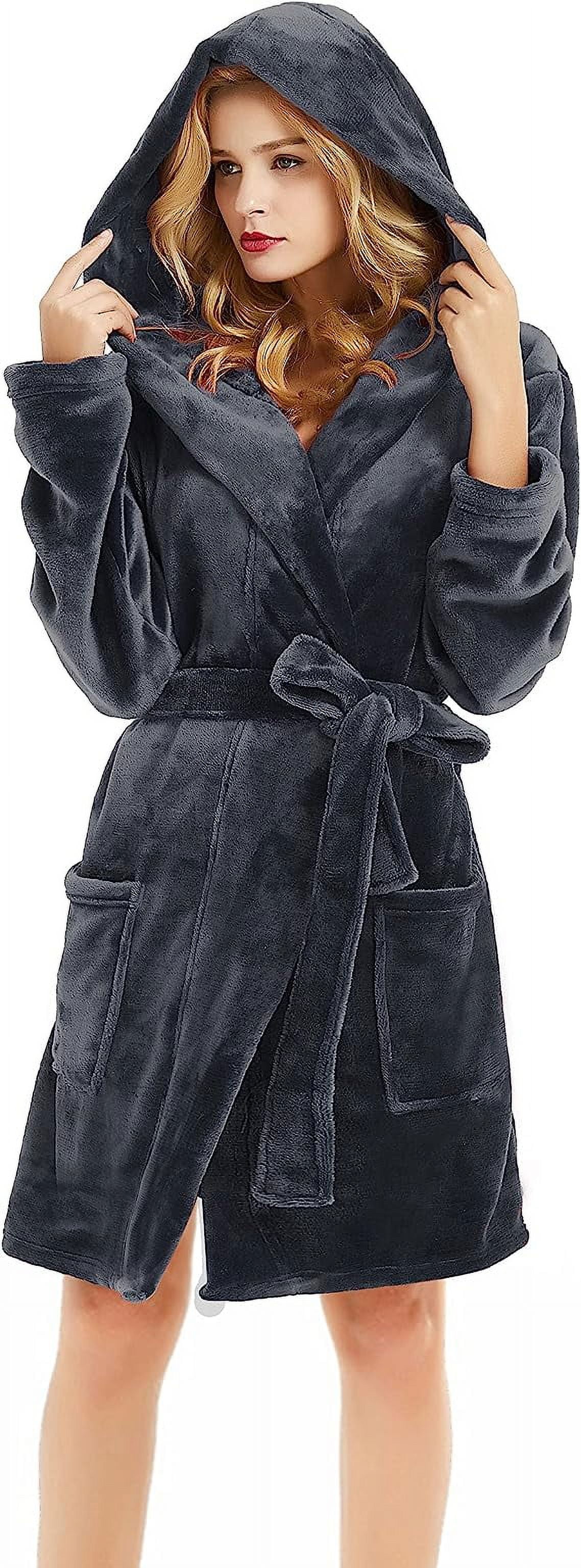 U2SKIIN Women Hooded Fleece Robe, Short Plush Robes for Womens With Hood Soft Warm Spa Bathrobe