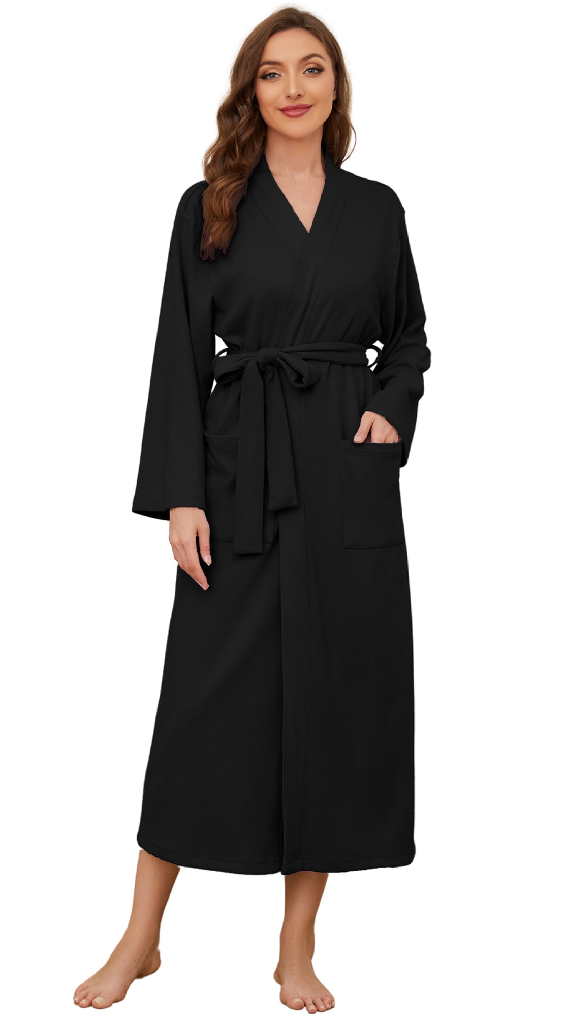 Light Long Robe U2SKIIN Women Long Robes, Lightweight Knit Bathrobe, Black 2XL ...