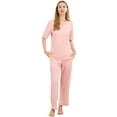 thumbnail image 1 of U2SKIIN Women Pajama Sets, Lightweight Nightwear Short Sleeve Sleepwear with Long Pants,(Light Pink,S), 1 of 5