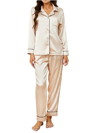 Women's Satin Pajama Short Sleeve Silk Button Top With Shorts 2 Pcs Pj Set  Loungewear 