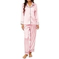 thumbnail image 1 of U2SKIIN Women Silk Button Down Pajamas Set, Long Sleeve Satin Pajamas Sleepwear Pjs Set,(Pink,M), 1 of 5