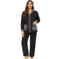 thumbnail image 1 of U2SKIIN Women's Fleece Pajama Set, Soft Plush Jacquard Sleepwear Cozy Lounge Pjs set,(Black+Dark Grey,M), 1 of 5