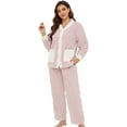 thumbnail image 1 of U2SKIIN Women's Fleece Pajama Set, Soft Plush Jacquard Sleepwear Cozy Lounge Pjs set,(Pink+White,XL), 1 of 5