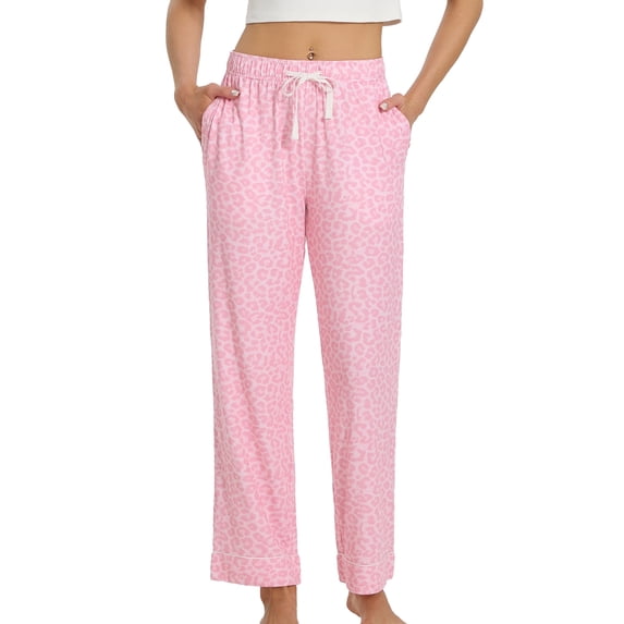 U2SKIIN Women's Leopard Print Pajama Pants, Soft Stretchy Pajamas Bottoms with Pockets for Lounging