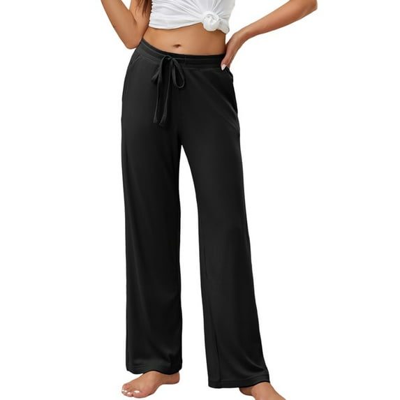 U2SKIIN Women's Pajamas Pants, Soft Lounge Wide Leg Lightweight Sleep Pj Bottoms,(Black,2XL)