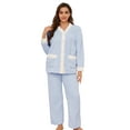 thumbnail image 1 of U2SKIIN Women's Plush Fleece Pajama Set,Soft Cozy Pajama for Women Warm Sleepwear Lounge PJS（Light Blue+white, S）, 1 of 5