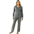 thumbnail image 1 of U2SKIIN Womens Button Down Pajama Set, Fleece Sleepwear Soft Warm Classic Lapels Cozy Lounge,(Light Grey,L), 1 of 5