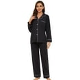 thumbnail image 1 of U2SKIIN Womens Button Up Pajama Sets, Soft Long Sleeve Flannel Knit Lounge Sets,(Black,L), 1 of 5