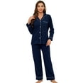 thumbnail image 1 of U2SKIIN Womens Button Up Pajama Sets, Soft Long Sleeve Flannel Knit Lounge Sets,(Navy,L), 1 of 5