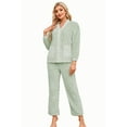 thumbnail image 1 of U2SKIIN Womens Fleece Cute Pajama Set, Soft Warm Pjs for Women 2 Piece Fluffy Sleepwear Plush Pajamas Button Down（Light Green，M）, 1 of 5