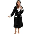 thumbnail image 1 of U2SKIIN Womens Fleece Hooded Robes, Long Plush Soft Thicker Fluffy Bathrobes,(Black,2XL-3XL), 1 of 5