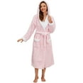 thumbnail image 1 of U2SKIIN Womens Fleece Hooded Robes, Long Plush Soft Thicker Fluffy Bathrobes,(Light Pink,S-M), 1 of 5
