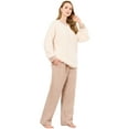 thumbnail image 1 of U2SKIIN Womens Fleece Pajama Set, Fluffy Pullover Sleepwear Soft Plush Pjs Lounge Fuzzy Pjs set,(Off White,S), 1 of 5