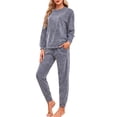 thumbnail image 1 of U2SKIIN Womens Fleece Pajamas Set, Soft Lightweight Sleepwear Pullover Lounge Pjs Set,(Light Grey Mel.M), 1 of 6