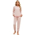 thumbnail image 1 of U2SKIIN Womens Fleece Pajamas Set, Soft Lightweight Sleepwear Pullover Lounge Pjs Set,(Light Pink,2XL), 1 of 5