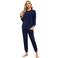 thumbnail image 1 of U2SKIIN Womens Fleece Pajamas Set, Soft Lightweight Sleepwear Pullover Lounge Pjs Set,(Navy,S), 1 of 5