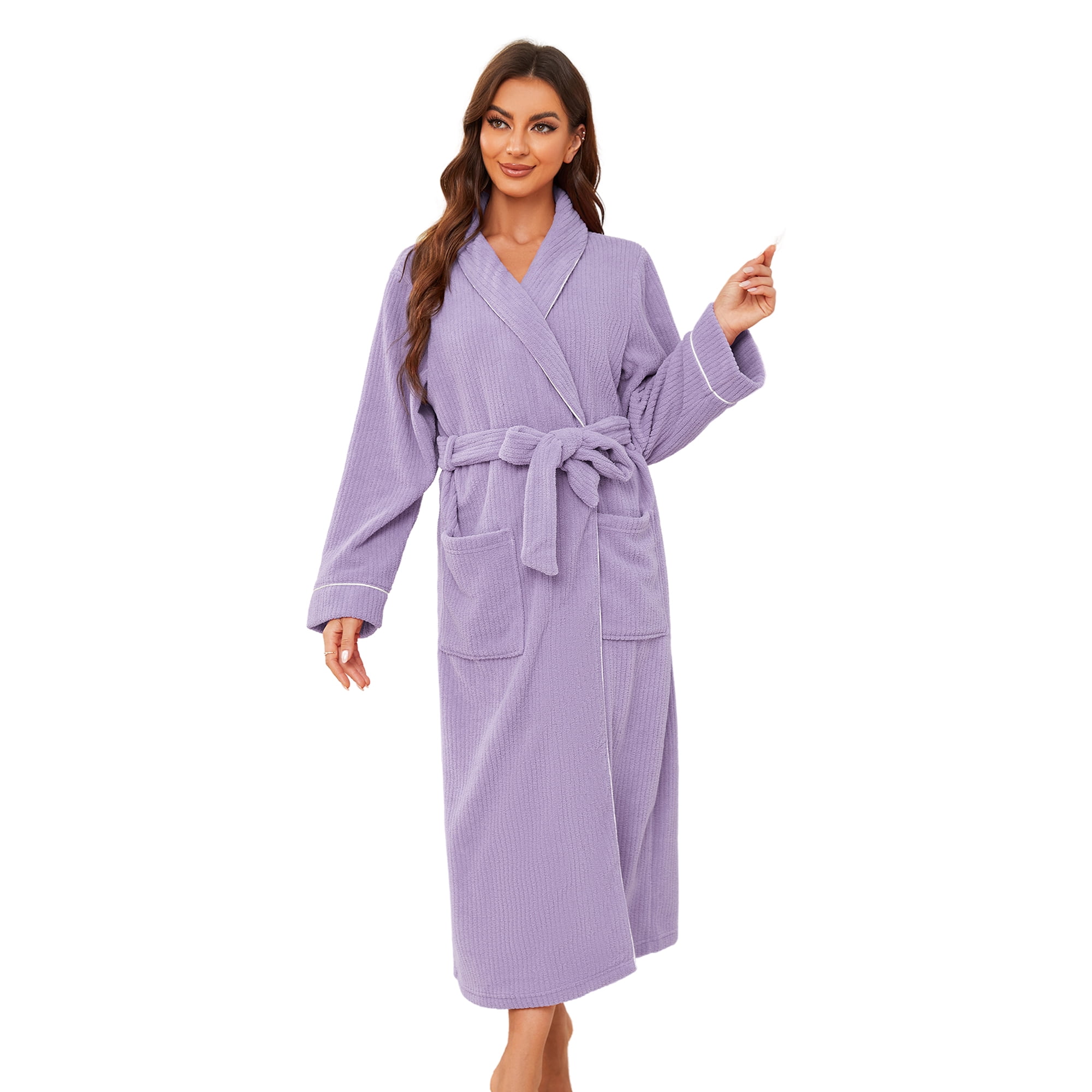 Lavender Plush Fleece Microfiber Bathrobe in 2XL-3XL