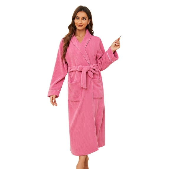 U2SKIIN Womens Fleece Robes, Cozy Warm Bathrobes Soft Loose Loungewear,(Rose,L-XL)
