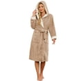 thumbnail image 1 of U2SKIIN Womens Hooded Fleece Robes, Soft Long Bathrobe Fluffy Warm Loungewear,(Brown Mel.L-XL), 1 of 5