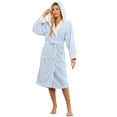 thumbnail image 1 of U2SKIIN Womens Hooded Fleece Robes, Soft Long Bathrobe Fluffy Warm Loungewear,(Light Blue Mel.S-M), 1 of 5
