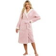 thumbnail image 1 of U2SKIIN Womens Hooded Fleece Robes, Soft Long Bathrobe Fluffy Warm Loungewear,(Pink Mel.S-M), 1 of 5