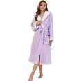 thumbnail image 1 of U2SKIIN Womens Hooded Fleece Robes, Soft Long Bathrobe Fluffy Warm Loungewear,(Purple Mel.L-XL), 1 of 5