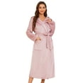 thumbnail image 1 of U2SKIIN Womens Long Hooded Fleece Robe, Soft Warm Spa Bathrobe for Cozy Lightweight Loungewear (Light Pink, S/M), 1 of 4