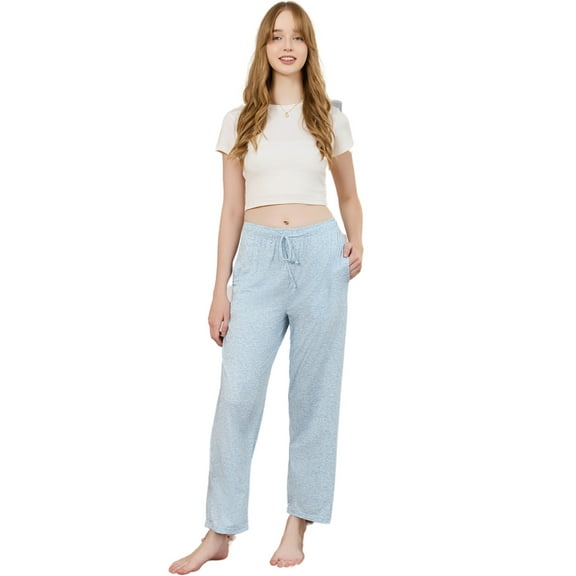 U2SKIIN Womens Pajama Pants, Comfy Casual Lightweight PJ Bottoms Women Lounge Pants with Pockets,(Light Blue Mel.M)