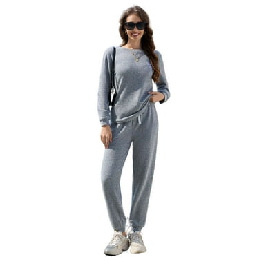 U2SKIIN Womens Pajama Set Long Sleeve with Jogger Pants Casual Loungewear Pjs for Women Sleepwear (Grey Mel., M)