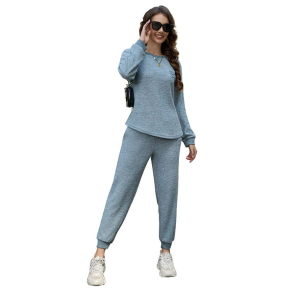 U2SKIIN Womens Pajama Set Long Sleeve with Jogger Pants Casual Loungewear Pjs for Women Sleepwear (Light Green Mel., M)