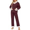 thumbnail image 1 of U2SKIIN Womens Pajama Sets, Button-Down Soft Quilted Fabric Cotton Long Sleeve Sleepwear,(Burgundy,2XL), 1 of 5