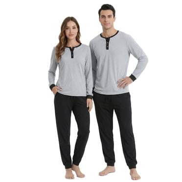 U2SKIIN Couples Matching Pajamas Set, Pullover Soft Cotton Loungewear Long Sleeve Pjs Sets