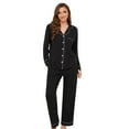 thumbnail image 1 of U2SKIIN Womens Pajama Sets, Ultra Soft Button Down Loungewear Long Sleeve Pjs Sets,(Black,L), 1 of 5